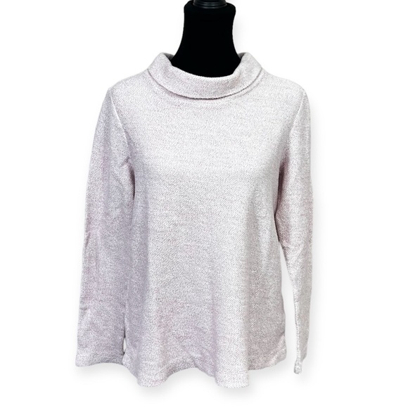 J. Crew Turtle Neck Tweet Knit Pullover Sweater Size M Light Pink - Picture 1 of 7